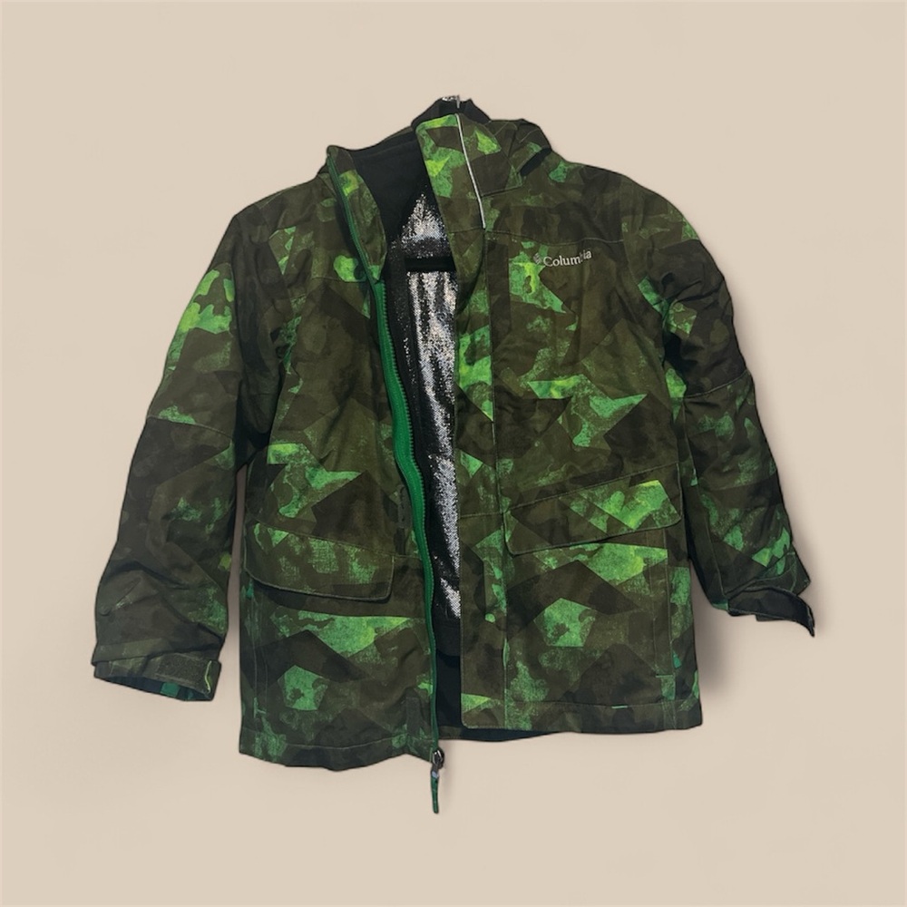 Columbia Kids Green Camouflage Ski Jacket